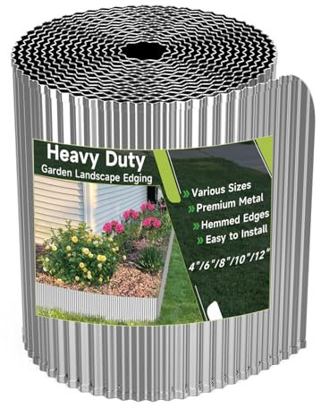 Corrugated Garden Edging, 10×10Ft Galvanized Steel Landscape Edging & Lawn Edging Border, Metal Garden Border for Flower Beds, Garden，Lawn，Raised Beds & Tree Surrounds (Silver)