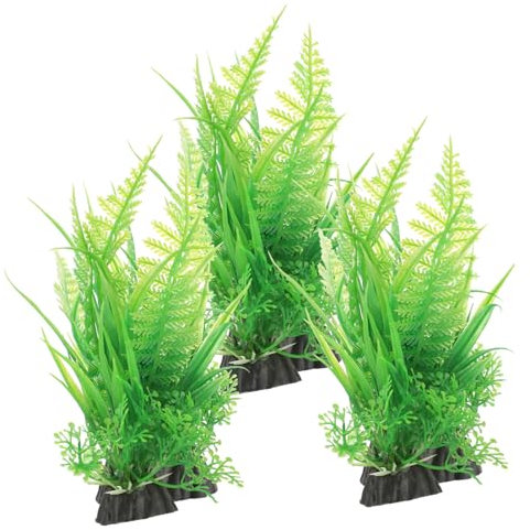 Alipis 1 Ensemble Décorations Pour Aquariums Betta Cloches Jouets Jardinières À Chignon Petites Plantes Faux Cheveux Barrette Décoration Artificielle De Vase 3 pièces