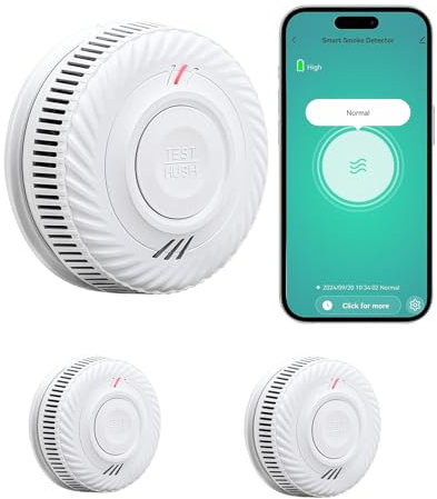 Smart Rivelatore di Fumo, Rivelatore di Fumo Wi-Fi, compatibile con l'app Tuya/Smart Life, nessun gateway richiesto, segnale di allerta da 85 dB, mini rivelatore di fumo e incendio connesso, (2 Pezzi)