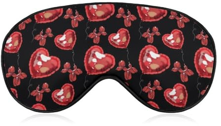 Bequemer Augenschutz für die Nacht, Nickerchen, Liebesherzen, rote Luftballons, Valentinstag, Augenabdeckung, weiches elastisches Band für Damen und Herren