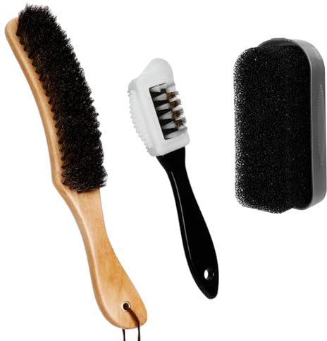 Kit de 3 cepillos de fieltro para sombrero de vaquero – Juego de cepillos para sombrero de vaquero con esponja de limpieza y cepillo de gamuza de 4 vías para sombrero, chaquetas, abrigos, zapatos y