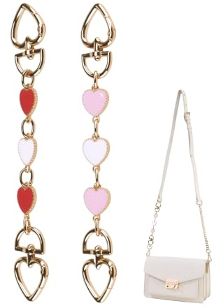 2 Stück Metall Taschenkette Geldbörsenriemenverlängerung Gold Kurze Taschengurte Taschenverlängerung Dekorative Taschenketten Damen für Handtasche Umhängetasche Geldbörse Tasche Rosa Rot 7.08 Zoll
