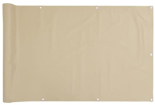 Eleganz Protector de privacidad para balcón de tela Oxford con revestimiento de poliuretano, color beige, 90 x 500 cm, resistente a los rayos UV y duradero, ideal para patio y jardín