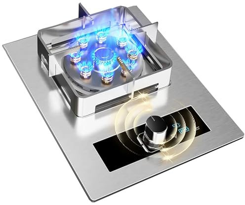 THEGA Stufa A Gas, Fornello A Gas Portatile per Interni, Piano Cottura A Gas con Bruciatore Singolo, Timer Ad Alta Potenza A Nove cavità da 5,2 KW, con Protezione Antispegnimento(NG)
