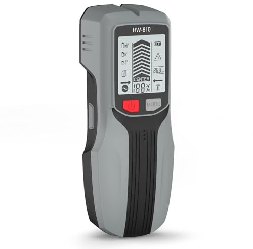 mumisuto Rilevatore Tubi e Cavi Elettrici 6 in 1, Rilevatore Metalli Muro con Display HD LCD e Allarme Acustico, Cerca Tubi Acqua e Cavi Nei Muri per Rilevare Legno, Metallo, Cavi Nel Muro (Grigio)