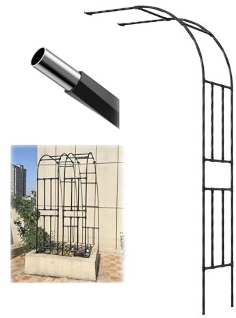 Halbbogen Rosen Torbogen Gartenbogen, Metall Rankbogen Rankhilfe, 90 120 180 200 240 250 260 300 cm Wetterfest Rosengestell, Pergola Rankgitter Für Kletterrosen, Hochzeit Verziert(Schwarz,90x240 cm Wx