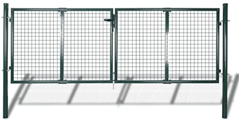 Emmtore Gartenzaun Tor Doppeltor Zauntür Tor Garten Zaun Pforte 289x125 cm/306x175 cm Stahl Grün