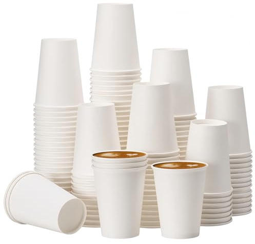 50 Stück Einweg-Kraftpapierbecher, 9oz 250ml Kaffeebecher Papierbecher | Becher aus nachhaltiger Forstwirtschaft, Wiederverwendbar Kaffeebecher, Kaltgetränkebecher für Kaffee Tee(Weiß, 250 ml )