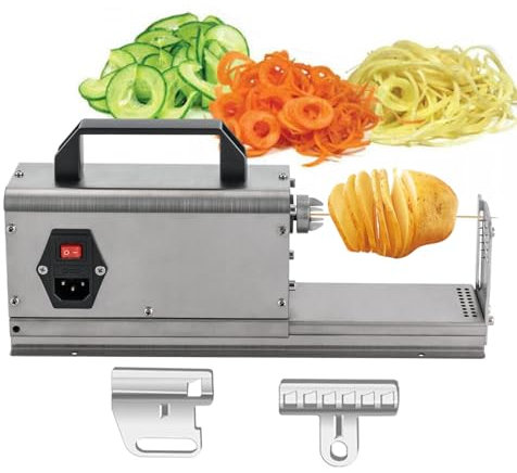 Affettatrice elettrica patate Tornado,tagliapatate spirale,affettatrice per patate ritorta,taglierina spirale,tagliaverdure in acciaio inossidabile,taglierina per nastri patate (Stainless Steel 220V)