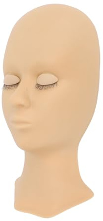 Lash Practice Mannequin Head, Makeup Trainer Tool with Detachable Eyelids for Eyelash Extensions, Silicone Doll Head for Makeup Practice and Beauty Skills Training