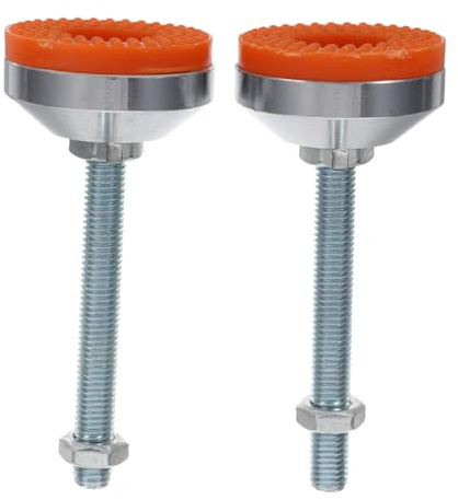 Tofficu 2pcs Heavy Duty Swivel Leveling Feet Adjustable Height Workbench Leg Levelers with Anti-skid Rubber Base for Cabinets Machines Carbon Steel