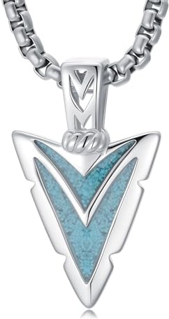 Shusukue Türkisfarbene Pfeilspitzen-Halskette für Herren 925er Sterlingsilber Pfeilanhänger Türkisschmuck Geschenke für Männer und Frauen