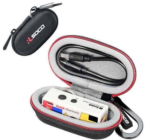 RLSOCO Case for Kodak CHARMERA Keychain Digital Camera-Black (Case Only) | Hard Travel Case Cover for Keychain Camera-Protective Storage Bag with Metal Carabiner, Shockproof, Dustproof,Water-repellent