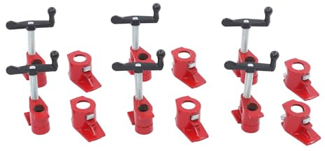 Rohr Schraubzwingen Set 6-teilig, Rohrschraubzwinge 3/4 Zoll für Möbelbau & Holzbearbeitung, Professionelle rohrzwinge, Verstärktes Design für Stabile Klemmkraft