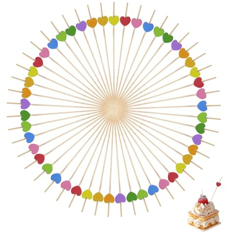 100 Stück Cocktailspieße,Cocktail Spieße Deko Party Fingerfood Zahnstocher Holz Sticks Halloween Weihnachten Bambus Picks Zubehör Obst Holzspieße Bar Herz Partyspieße Dekoration für Cocktails Getränke