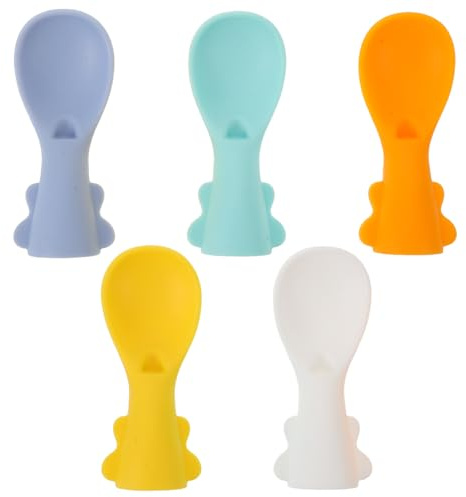 Gatuida Lot de 5 cuillères universelles pour gourdes de purée bébé - Cuillères pour gourdes avec étui de transport pour purées de nouveau-né transparentes