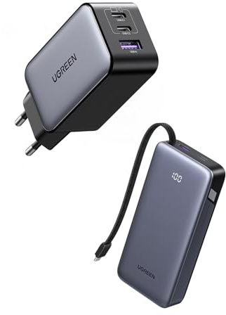 UGREEN Nexode 65W Chargeur USB C avec 45W Power Bank 20000mAh Câble USB C Intégré
