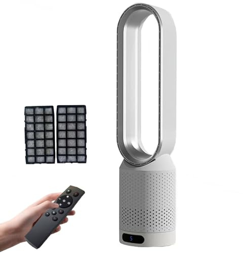 Ventilador Torre 1200 W función frío y Calor purificador sin aspas Almohadillas filtrado adicionales Viento Ajustable oscilación automática Temporizador 2 Horas Dormir Trabajar e