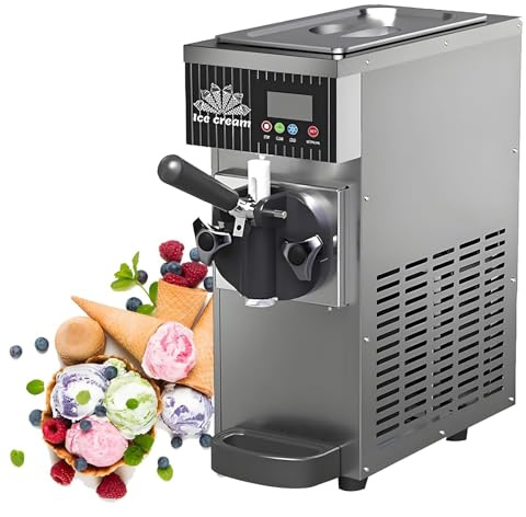 Máquina Helados Soft Comercial - 450/750W, 2.5L/3.5L, Servicio Suave Con Preenfriamiento, Auto Clean, Pantalla Táctil, Heladera Para Heladerías, Pastelerías Y Hoteles(Silver,750W)