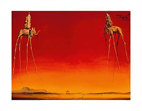 Close Up Salvador Dali Kunstdruck Les Elephants (80cm x 60cm) + Ü-Poster