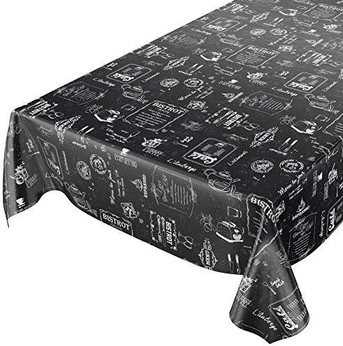 ANRO Wachstuchtischdecke Wachstuch Wachstischdecke Tischdecke abwaschbar Schwarz Bistro Retro Modern wasserabweisend Gartentischdecke Meterware pflegeleicht Lotuseffekt 180x140cm
