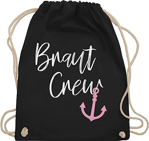 Turnbeutel Rucksack - JGA Junggesellenabschied Frauen - Braut Crew - Anker - Unisize - Schwarz - utensilien junggesellinnenabschied brauttaschen bachelorette party brautjungfern juterucksäcke team
