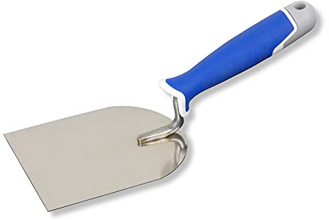 DEWEPRO® Gipserspachtel - Stuckateurspachtel - Spachtelkelle mit Edelstahlblatt - Breite: 100mm - Stuckateurkelle - Putzerkelle - Putzkelle mit ergonomischem 3-Komponenten-Griff