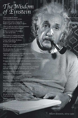 empireposter Albert Einstein - The Wisdom of Einstein - Plakat Druck Poster Prints - Grösse 61x91,5 cm + 2 St Posterleisten Alu 63 cm