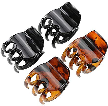 minihope Women's And Girls`s Classics 4 Medium Claw Clips, Great for Easily Pulling Up Your Hair,Pefrect for All Hair Types, Plastic Material, Black and Brown Colors, 4 Count (Pack of 1)