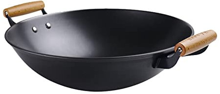 YYUINU Cast Iron Pan, Frying Wok for Household Use, Suitable for Restaurants, Units, Canteens, Five-star Hotels, Street Food Stalls, Rural and Urban Families,φ48cm