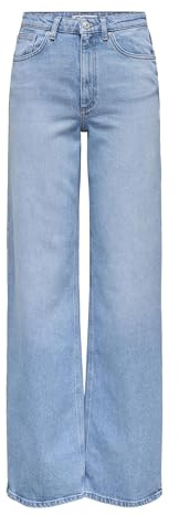 ONLY Onljuicy LW Wide Leg DNM Rea365 Noos Jeans Elasticizzati, Light Blue Denim, 27W x 32L Donna