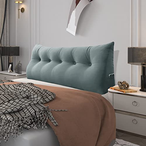 BNCKTRD Kopfende Großes Rückenkissen Bequemes Lesekissen und Rückenteil im Bett Rückenlehne Kopfkissen Langes XXL Kissen für Sofa, Couch, Wandkissen Polster Samt Grau 160cm