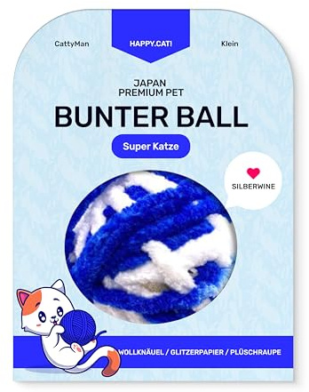Japan Premium Pet Ullnystan med prasslande band och en nystan inuti. Med matatabi. Blå