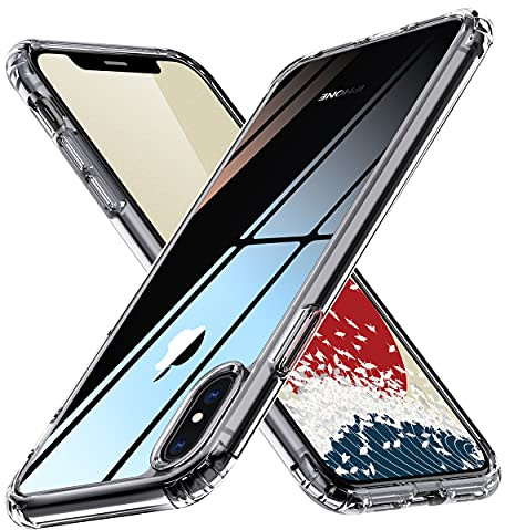 ONES iPhone XS Max HD Durchsichtig Dünn Hart Hülle『Stoßfest Airbag』『Erhöhte Kanten Schutz Kamera Bildschirm』[Anti-Gelb] [rutschfest], PC + TPU Hybrid Silikonhülle für Apple 6,5 Zoll