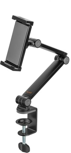 mywall Tablet & Smartphone bordshållare – HT33L, helt rörlig, mobiltelefonhållare, surfplattehållare, universellt kompatibel, mobiltelefon och surfplattestativ, skyddande silikondynor