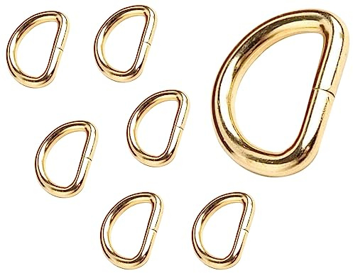 KAPSING 7 Stück Metallring Gold D Ringe Wirbelkarabiner Ring D Ringe 20mm Schlüsselverschlüsse Gürtelschnalle Nähen Schultergurt-Ersatzteile für Handtasche Rucksackgurte