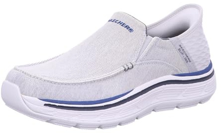 Skechers Mocasines Remaxed-Fenick para Hombre, Lona Gris Lavada, 48.5 EU