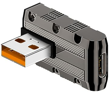 QIANRENON 10 Gbps 120 W USB 3.1 till USB C 90° vinkeladapter metall mech stil USB 3.1 kontakt till USB C-uttag L-vinkelanslutning, LED/hängande hål, för bärbar dator väggladdare PC, vertikal böjning