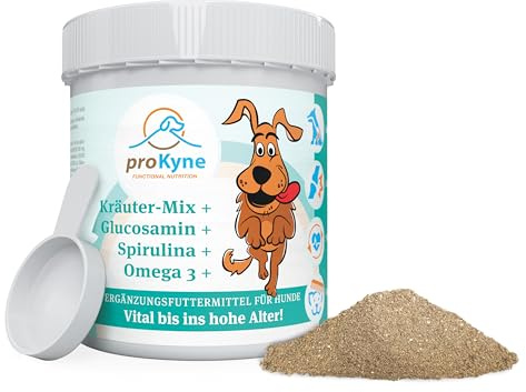 proKyne funktionell NUTRITION 200 g örtpulver. Allt-i-ett kosttillskott för hundar. Multi vitaminer för hundar. Stöder leder immunförsvaret hud päls vitalitet matsmältning. För vuxna hundar