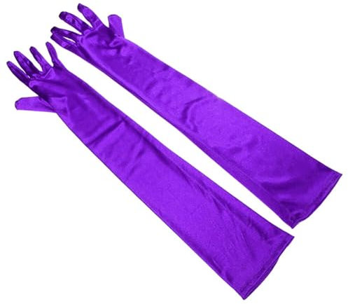Asudaro 1920er Opernhandschuhe Erweiterte Satinhandschuhe Abendhandschuhe Damen Lange Hochzeitshandschuhe Für Bräute Hochzeiten Opernwettbewerbe Aufführungen und Tänze lila