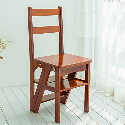 Leiterstuhl aus Holz, 4 Stufen, Hocker, klappbar, Treppenstuhl, Trittleiter, Heimküche, Bibliothek, multifunktional, faltbar, Tritthocker, Leitergestell, beweglich