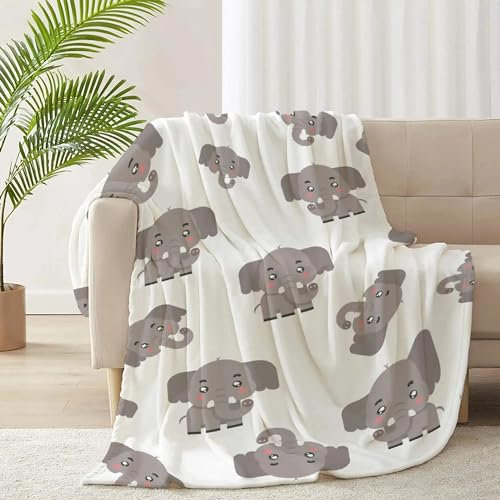 Kuscheldecke 220x240 Elefanten Kuscheldecken Falten Beständig Weich Flanell Flauschige Decke für Fernsehen, Auf Dem Sofa/Bett Faulenzen