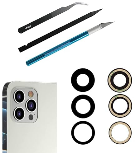 Peixiong Lentille en verre arrière de rechange pour iPhone 12 Pro Max de 6,7 pouces, remplacement appareil photo iPhone 12 Pro Max pièces de rechange + kit d'outils de réparation.
