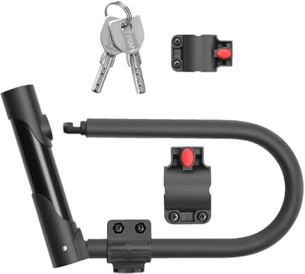 Qkbuza Ulock - Candado para bicicleta, resistente en forma de U con soporte, práctico y seguro antirrobo para motocicletas, vallas