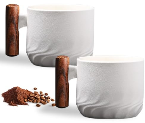 Espressotassen 2er Set (2 x 70 ml) Espressotassen Steingut Kaffeetasse Kaffeebecher aus Keramik Espresso Tassen mit Henkel, Mini Teetasse, Kaffeetasse für Espresso,Tee (2er Set - Weiß)
