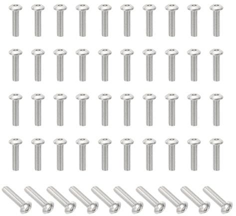PATIKIL Tornillos de Cabeza Redonda M5-0.8x20mm con Cabeza Avellanada, 50 Piezas de Acero Inoxidable 304 18-8 Tornillos de Cabeza Hexagonal Allen con Rosca Completa de Máquina