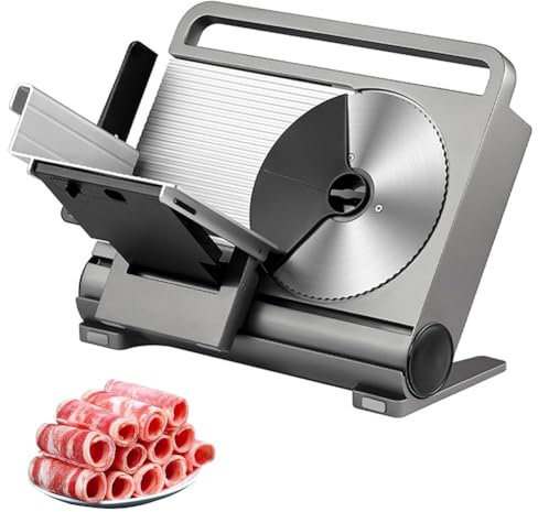 Cortadora De Carne Plegable para El Hogar, Cortadora De Alimentos Eléctrica De 200 W, Hoja De 19 Cm De Diámetro, Seguro para Niños, Antideslizante, Ajuste De Grosor De 1-15 Mm, Cortadoras Eléctricas