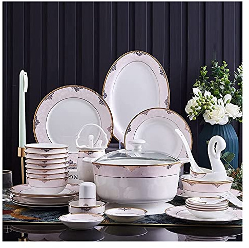 Juegos de vajilla Juego de Platos 60 Piezas Juego de vajilla de cerámica Vajilla de Porcelana Platos Platos Combinados de cerámica Juego de vajilla Servicio de porcel,