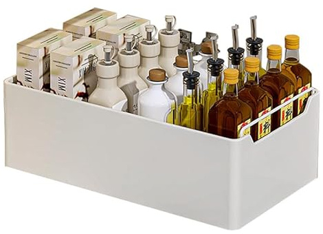 Creperture Ausziehbare Schublade Küche, Ausziehbare Küchenorganisatoren Erweiterbarer, Kein Bohren Metall Küchenschrank Innenschublade Organizer Ausziehbar, Weiß, 30cm B x 43cm T x 14 cm H