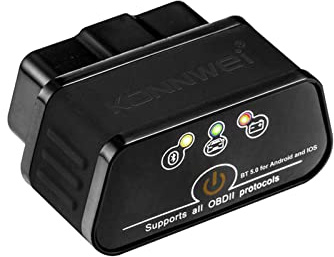 Domary KW903 BT 5.0 Herramienta de Escáner de Diagnóstico Automóvil OBD2 Inalámbrico Probador Lector Código Falla Motor Compacto para Dispositivos iOS Todos los Veh (Negra)